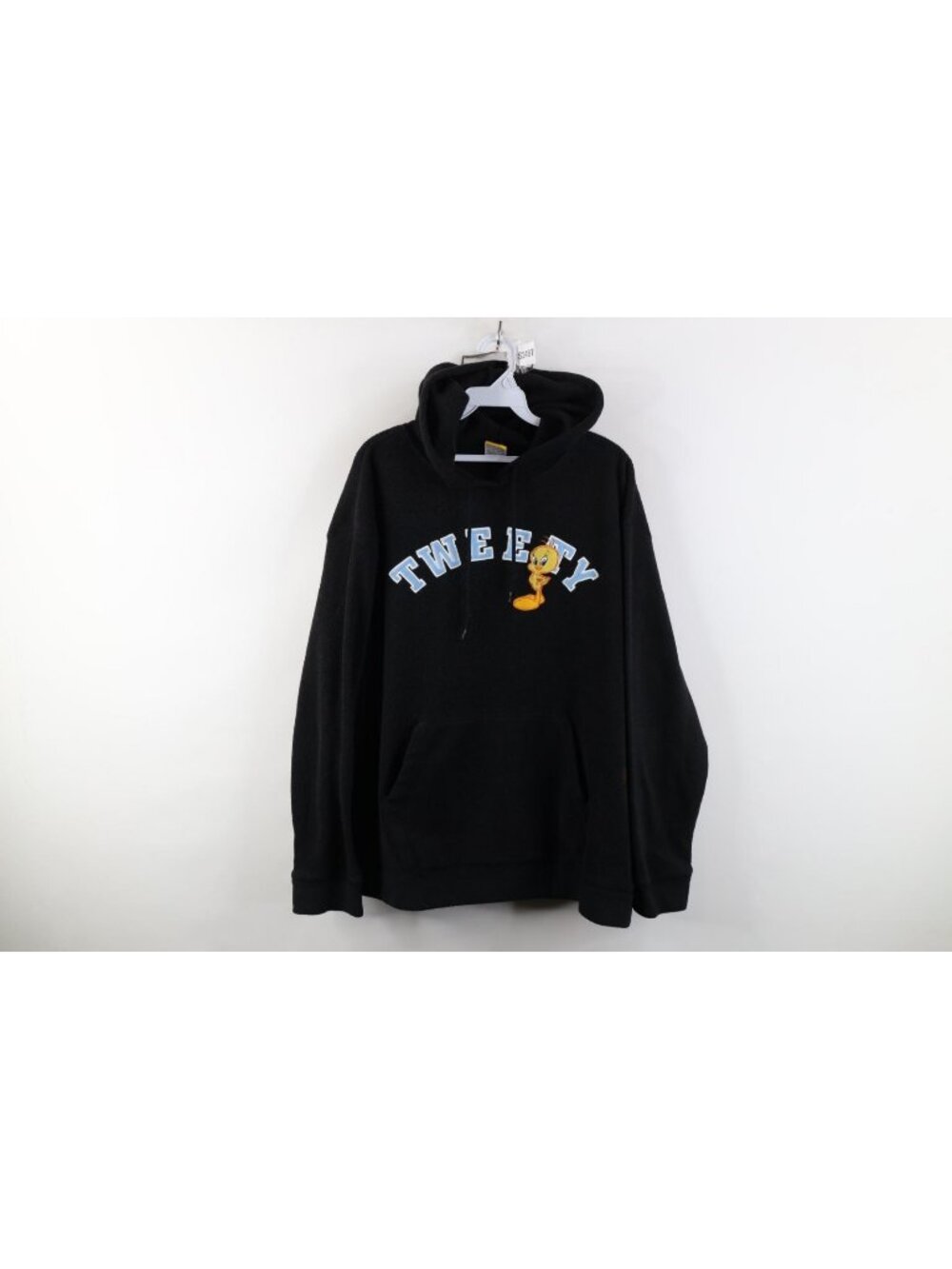 Vintage 90s Looney Tunes Womens 2XL Tweety Bird Fleece Hoodie Sweatshirt Black